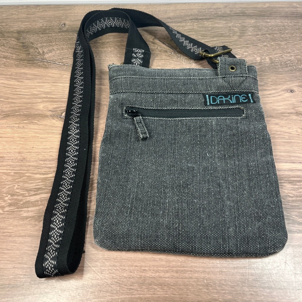 Dakine Jive Crossbody Bag Womens Small Charcoal Grey Hemp Cotton Woven Purse